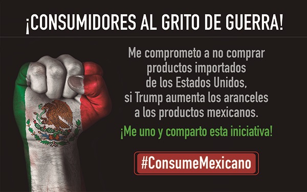 Ilustración con la leyenda ¡Consumidores al grito de guerra! #ConsumeMexicano