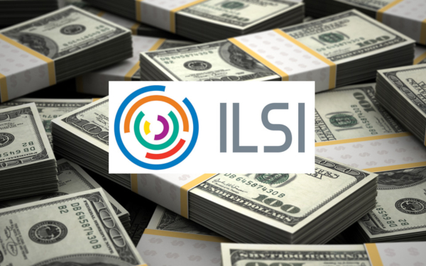 Logotipo de ILSI sobre fajos de billetes