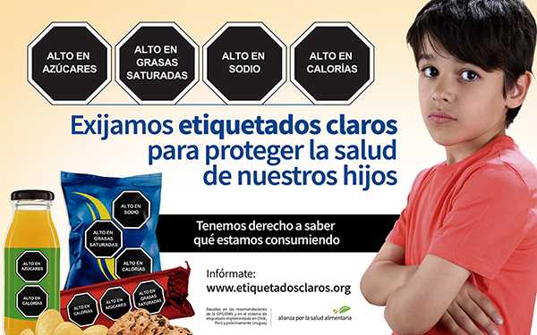 Banner de la campaña Exijamos etiquetados claros para cuidar la salud de nuestros hijos en México