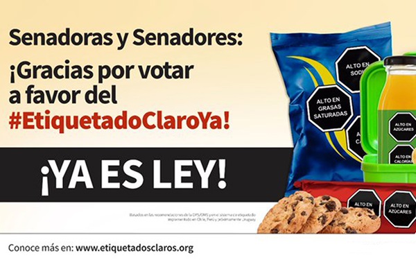 Banner senadoras y senadores: gracias por votar a favor del #EtiquetadoClaroYa! ¡Ya es Ley!