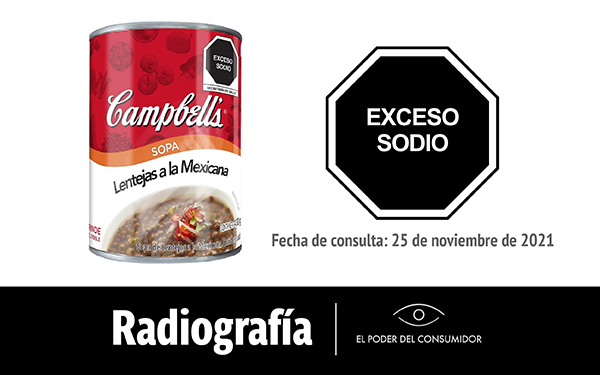 Banner de la radiografía de la sopa de Lentejas a la Mexicana Campbell’s (430 gramos, lata para una persona)