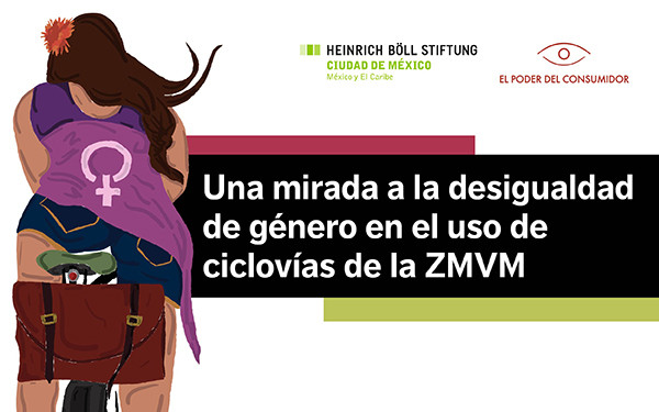 Banner con ilustración de una chica en bici y la leyenda Una mirada a la desigualdad de género en el uso de las ciclovías de la ZMVM