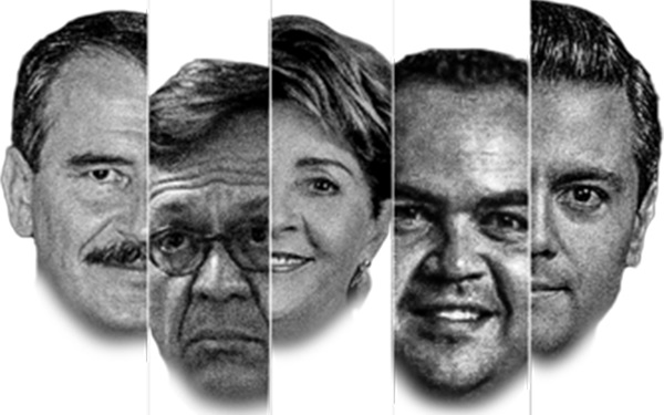 Collage con rostros de políticos mexicanos, entre ellos, el presidente Enrique Peña Nieto y Vicente Fox