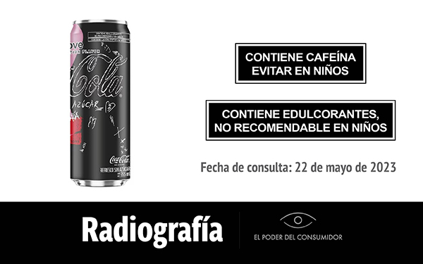 Banner de la radiografía de Coca-Cola Sin Azúcar Rosalía Motomami (lata de 355 mililitros)