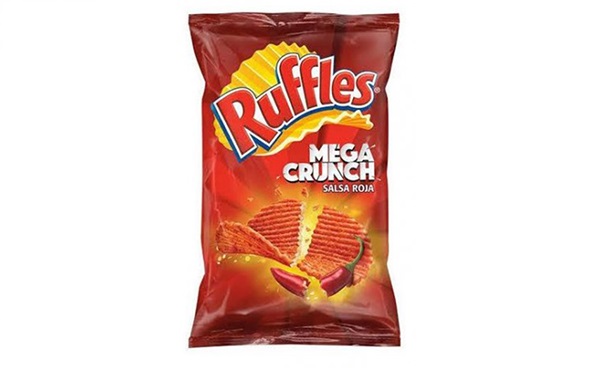 Ruffles Mega Crunch Salsa Roja, de Sabritas, PepsiCo México (1 bolsa chica, 48 gramos)